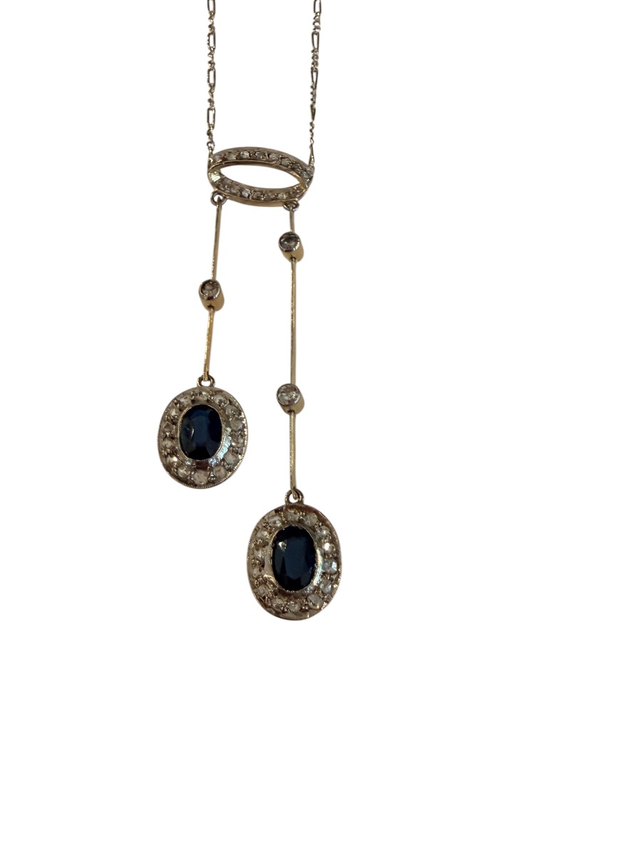 "casual" Necklace In Gold, Platinum, Sapphires, And Diamonds -photo-4