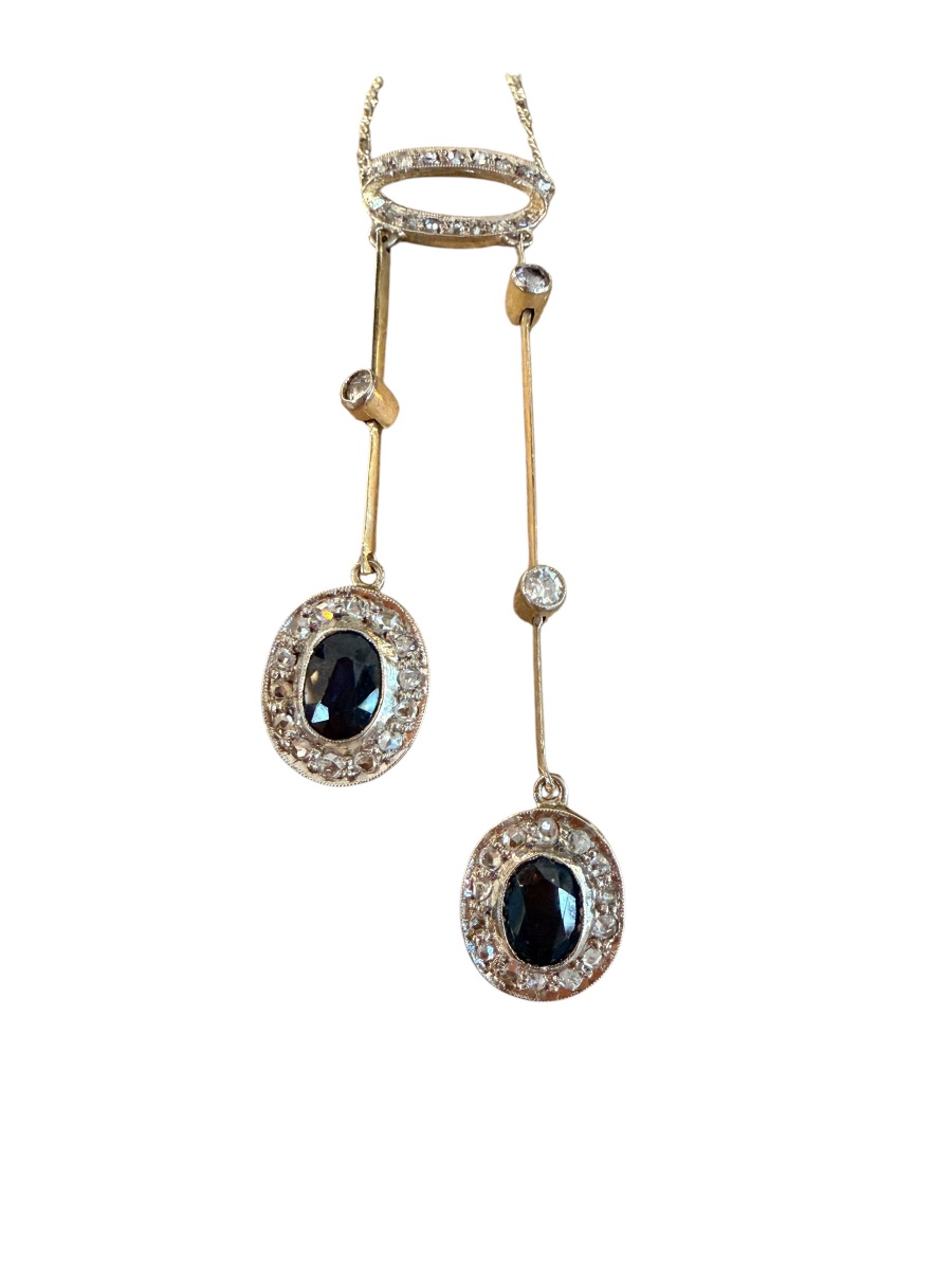 "casual" Necklace In Gold, Platinum, Sapphires, And Diamonds 