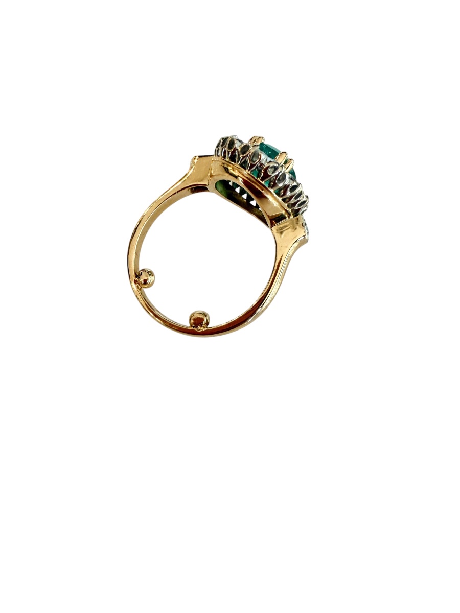 Bague Pompadour, émeraude et diamants -photo-2