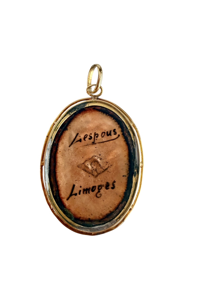Pendentif en or et émail de Limoges-photo-2