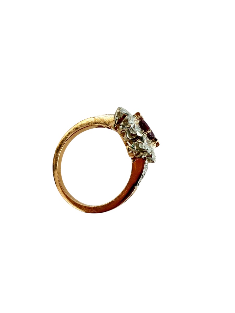 Ruby And Diamond Flower Ring -photo-3