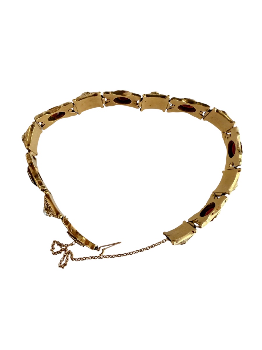 Bracelet en or, perles et grenats du XIXème siècle -photo-2