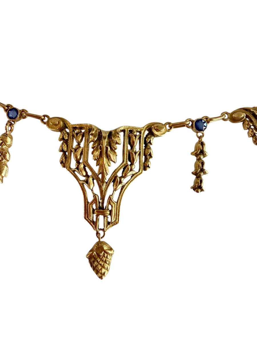 Collier Art-Nouveau, en or et saphirs.-photo-4