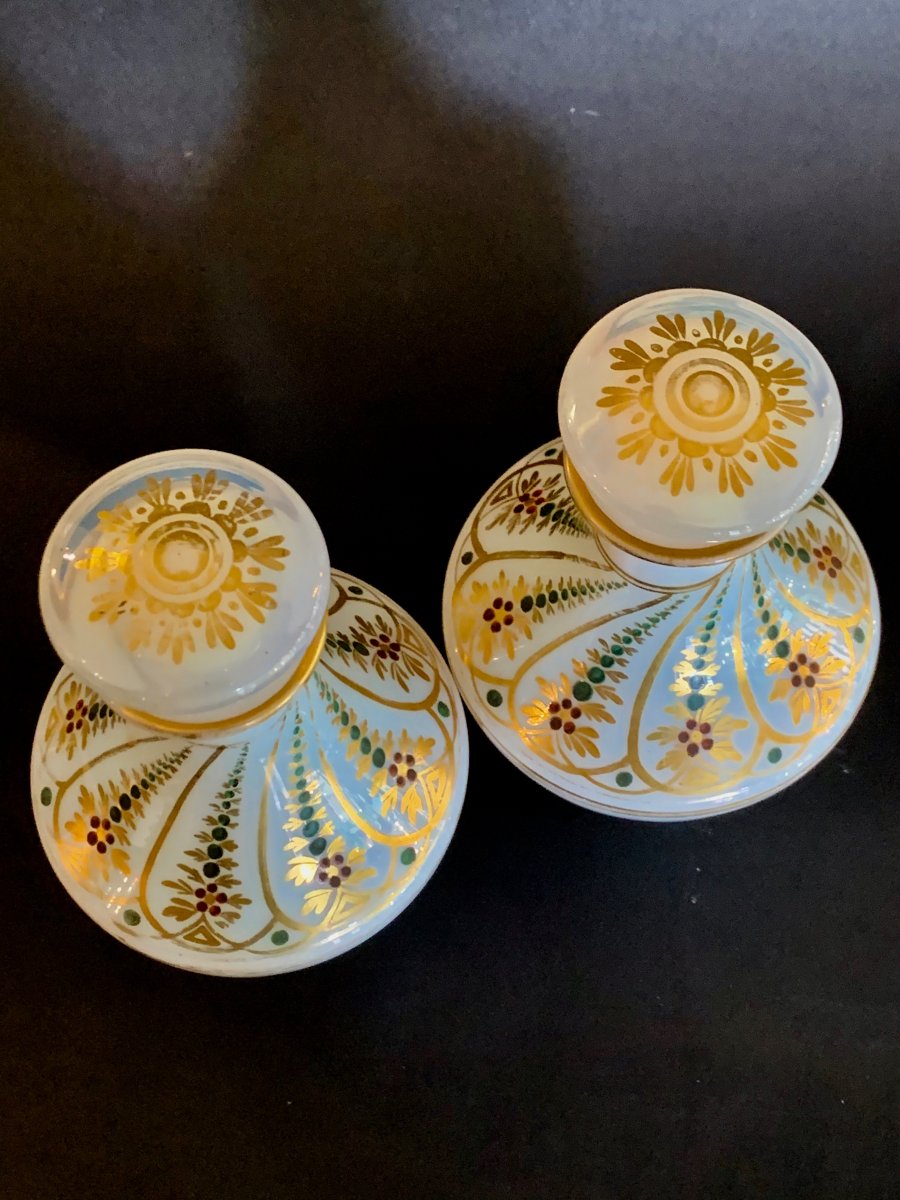 Paire De Flacons En Opaline d'époque Charles X-photo-2