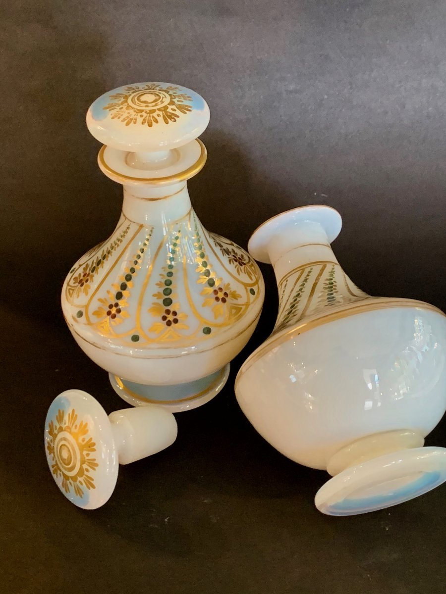 Pair Of Charles X Period Opaline Bottles-photo-4