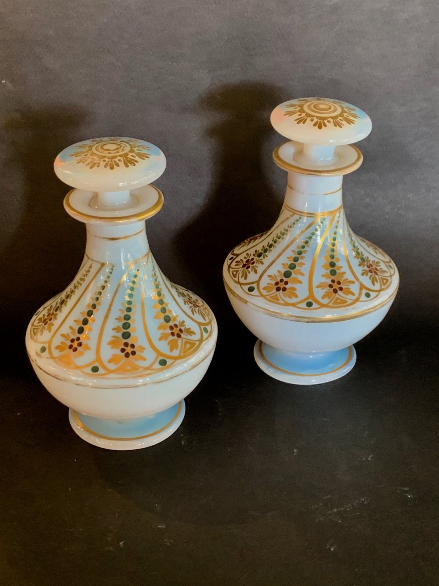 Pair Of Charles X Period Opaline Bottles