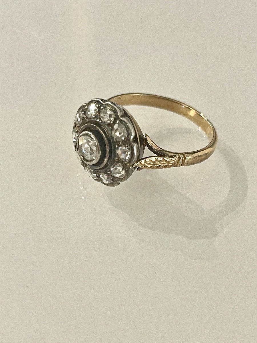Ancienne Bague En Or Et Argent Sertie De Diamants-photo-4