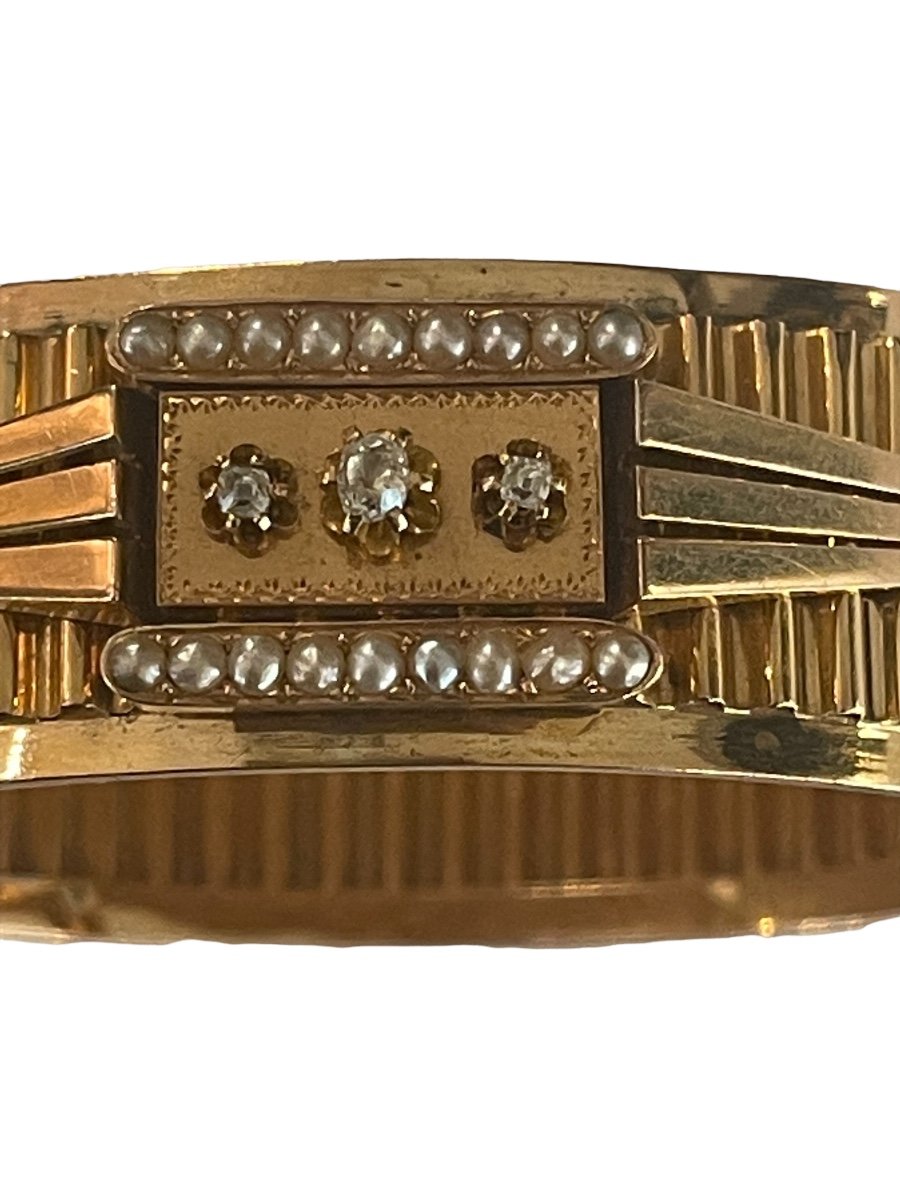 Napoleon III Bracelet In Gold, Pearls And Diamonds-photo-4