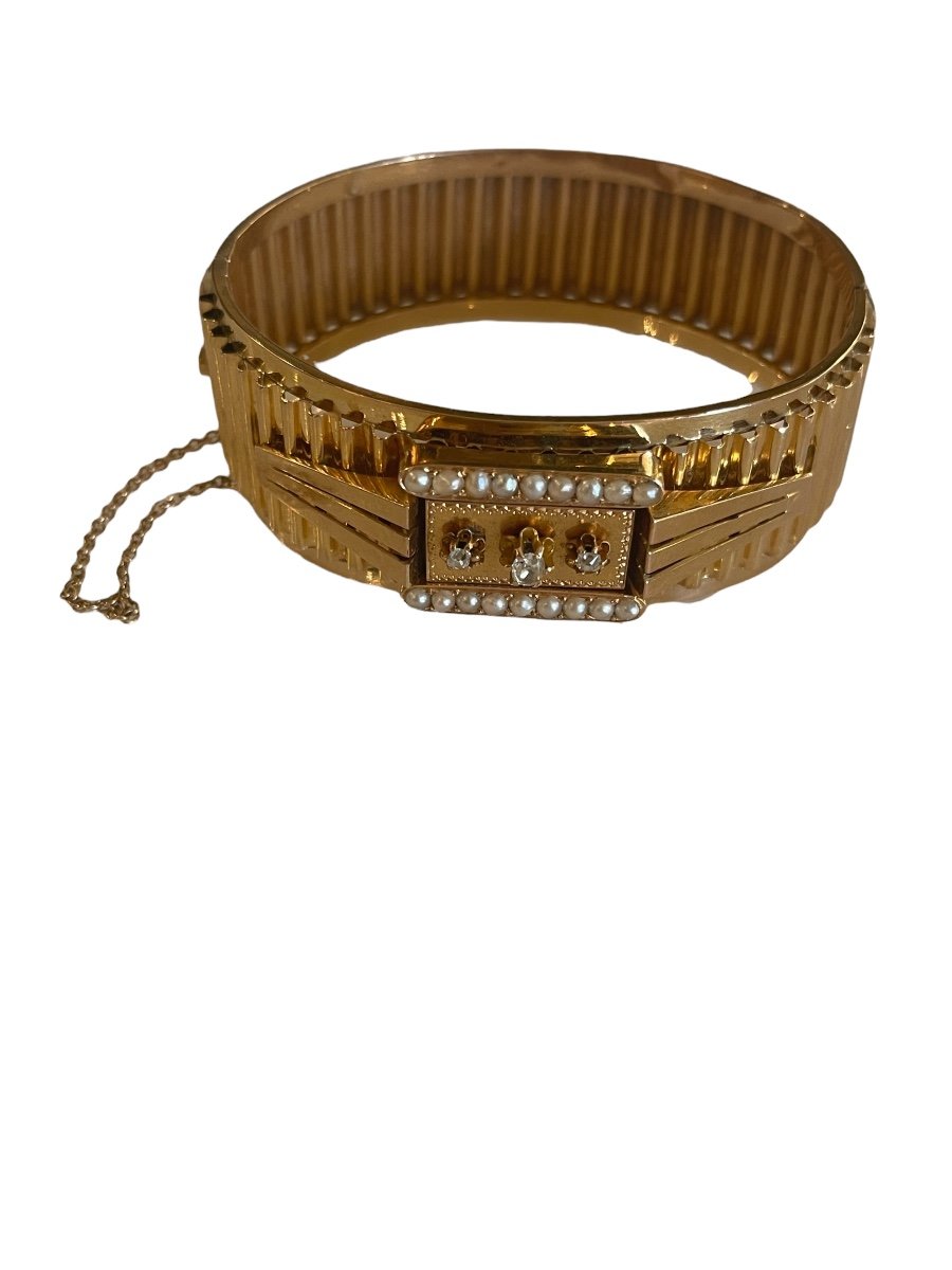 Napoleon III Bracelet In Gold, Pearls And Diamonds-photo-2