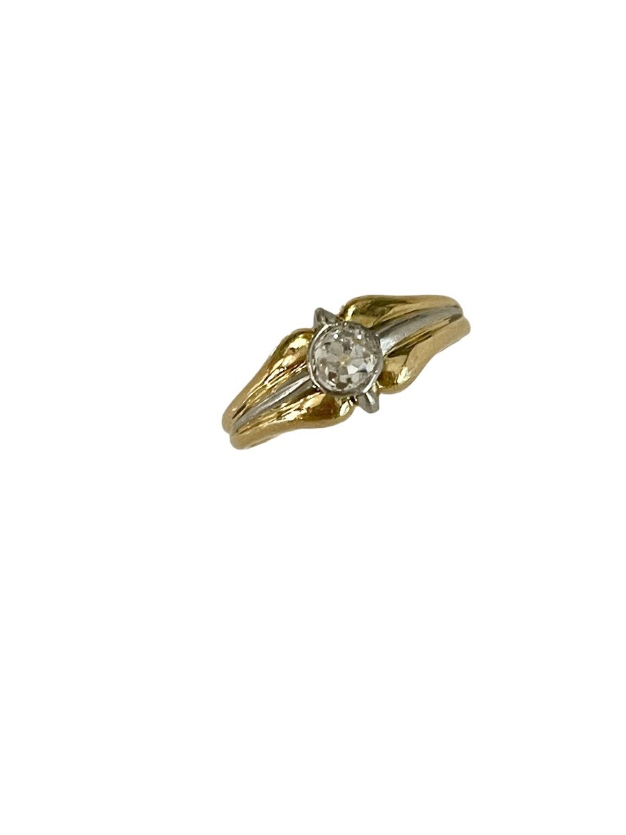 Bangle Ring In Gold, Platinum And Diamond-photo-4