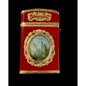 Etui Souvenir d'Amitié En Laque Et Or, époque Louis XVI