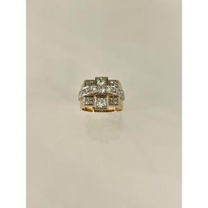 Gold, Platinum And Diamond Tank Ring