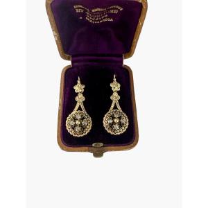 Gold, Enamel And Diamond Earrings, Napoleon III Period