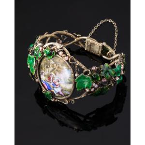 Frederic Jules Rudolphi : Important Bracelet en vermeil et émail