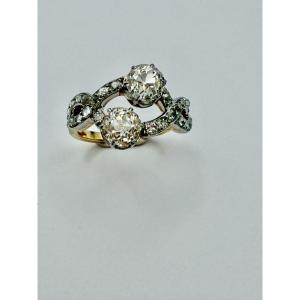 Bague Toi et Moi , or, platine et diamants