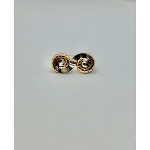 Art Deco: Brooch, Double Clips In Colored Gold.