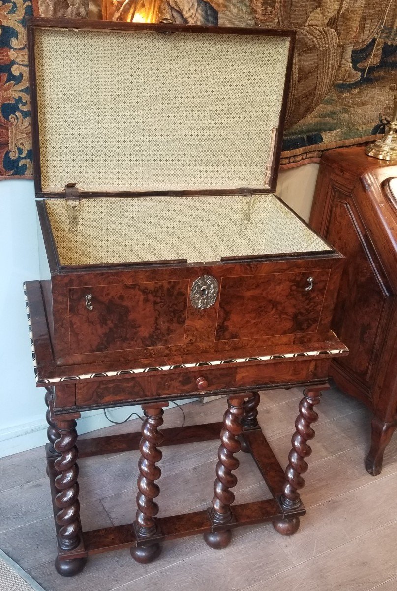 Chest And Its Base | Tinted Bone Thuya Burl | Walnut | XVII-photo-2