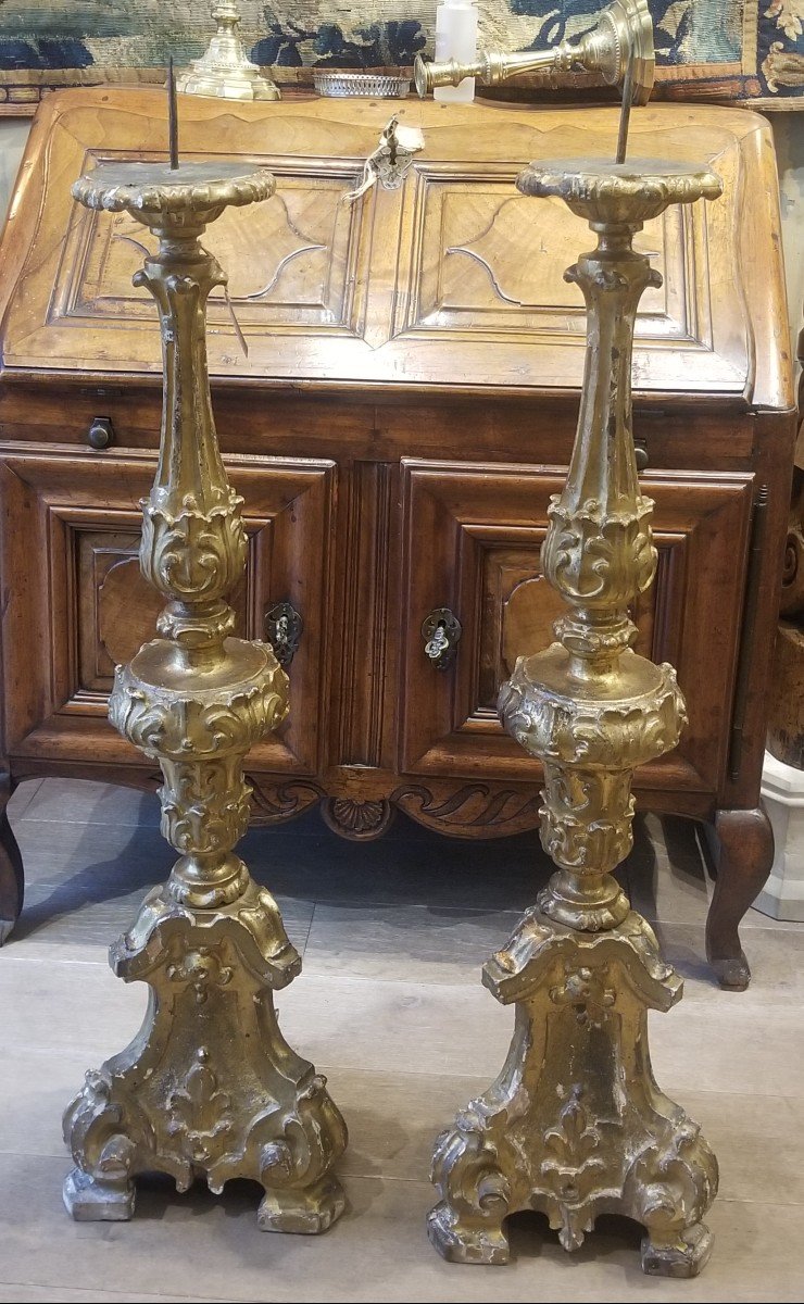 Pair Of Candle Holders | Golden Wood All Sides| 18th Century Period