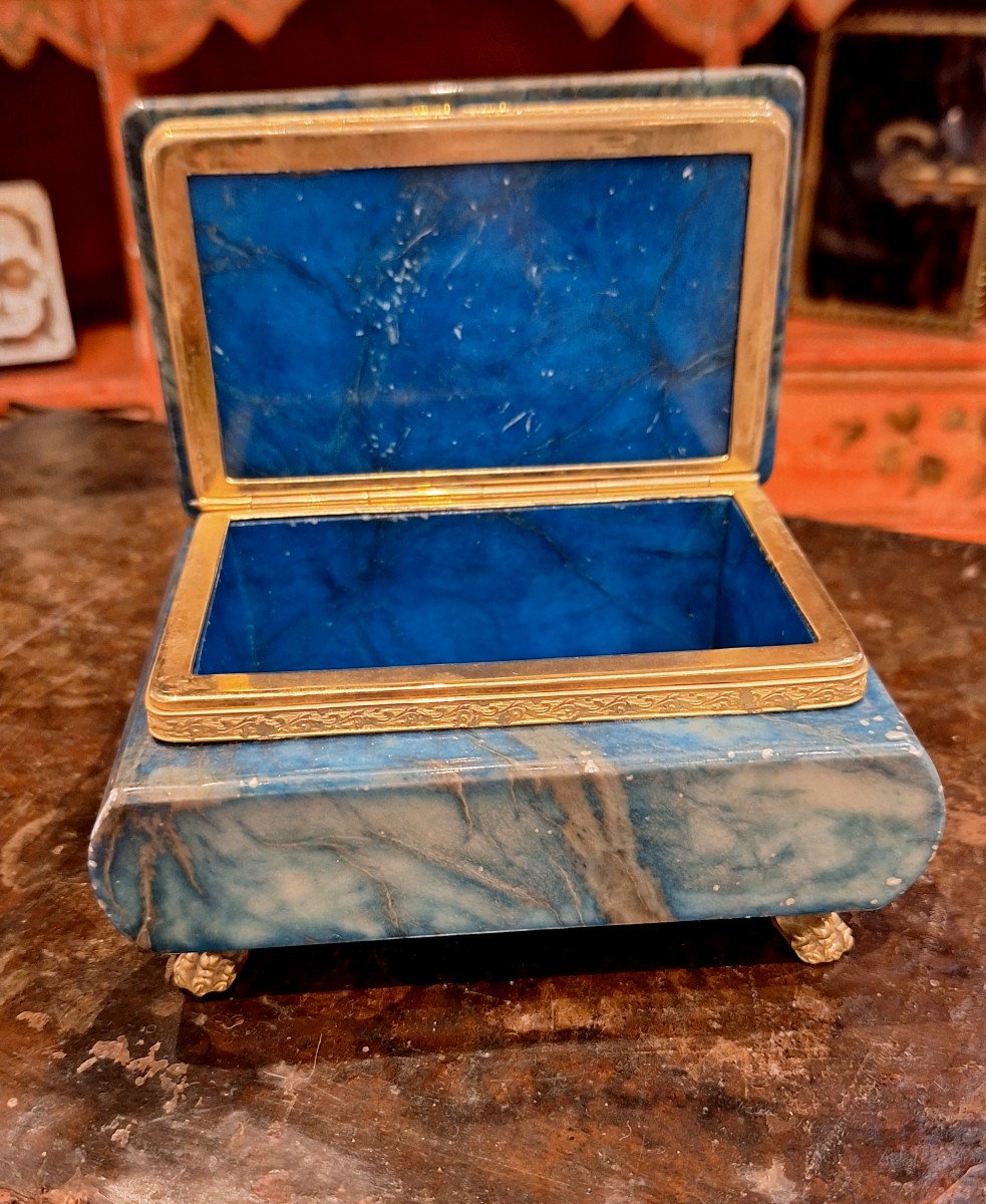 Coffret En Marbre Bleu XIXème-photo-2