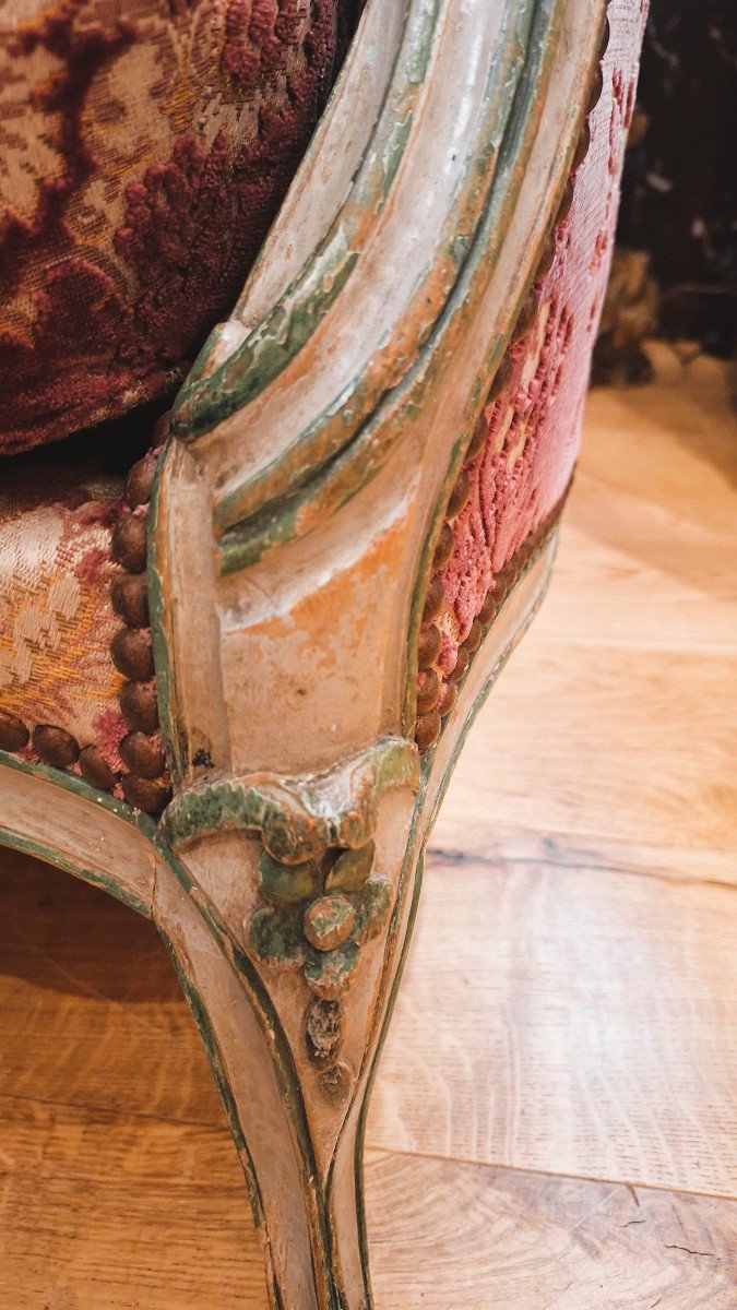 Louis XV Period Lacquered Wooden Bergère By Louis Cresson -photo-2