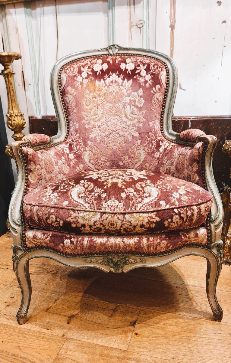 Louis XV Period Lacquered Wooden Bergère By Louis Cresson 