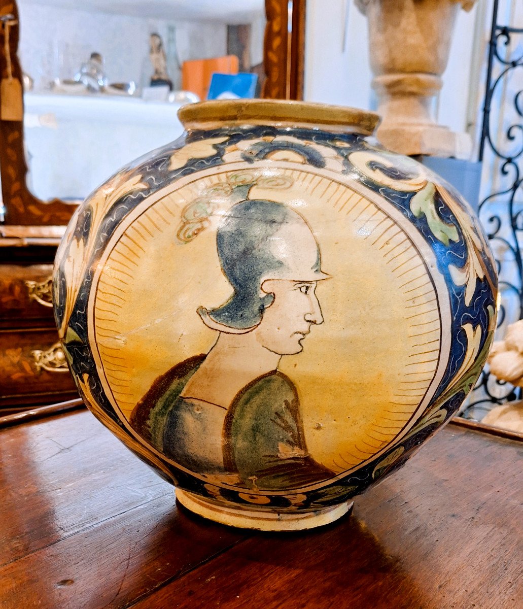 Majolique Grand Vase Boule Italien XVIIIème