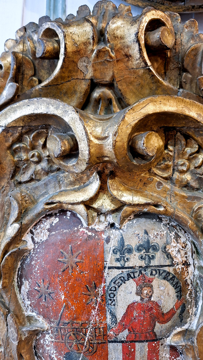 Baroque Coat Of Arms In Gilded Wood, Late 17th - Early 18th Century -photo-2