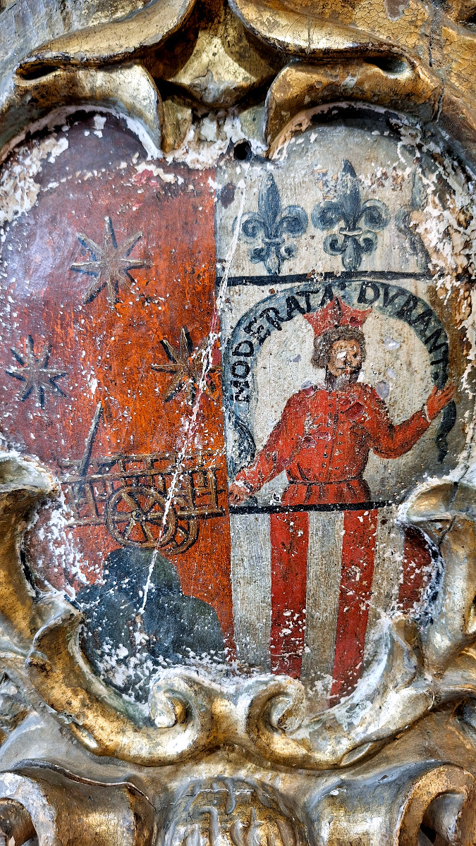 Baroque Coat Of Arms In Gilded Wood, Late 17th - Early 18th Century -photo-2