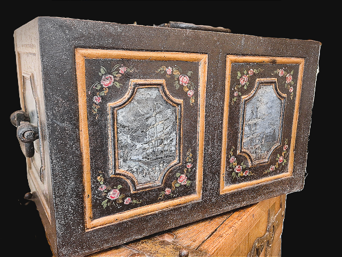 18th Century Painted Wrought Iron Safe
