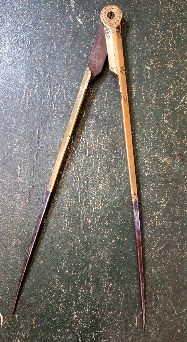 18th Century Compass In Iron And Bronze-photo-2