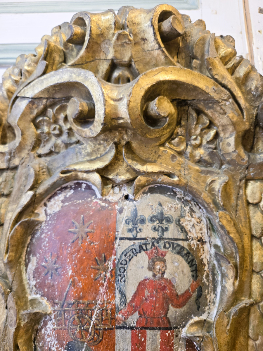 Painted And Gilded Coat Of Arms From The End Of The 17th Century-photo-3