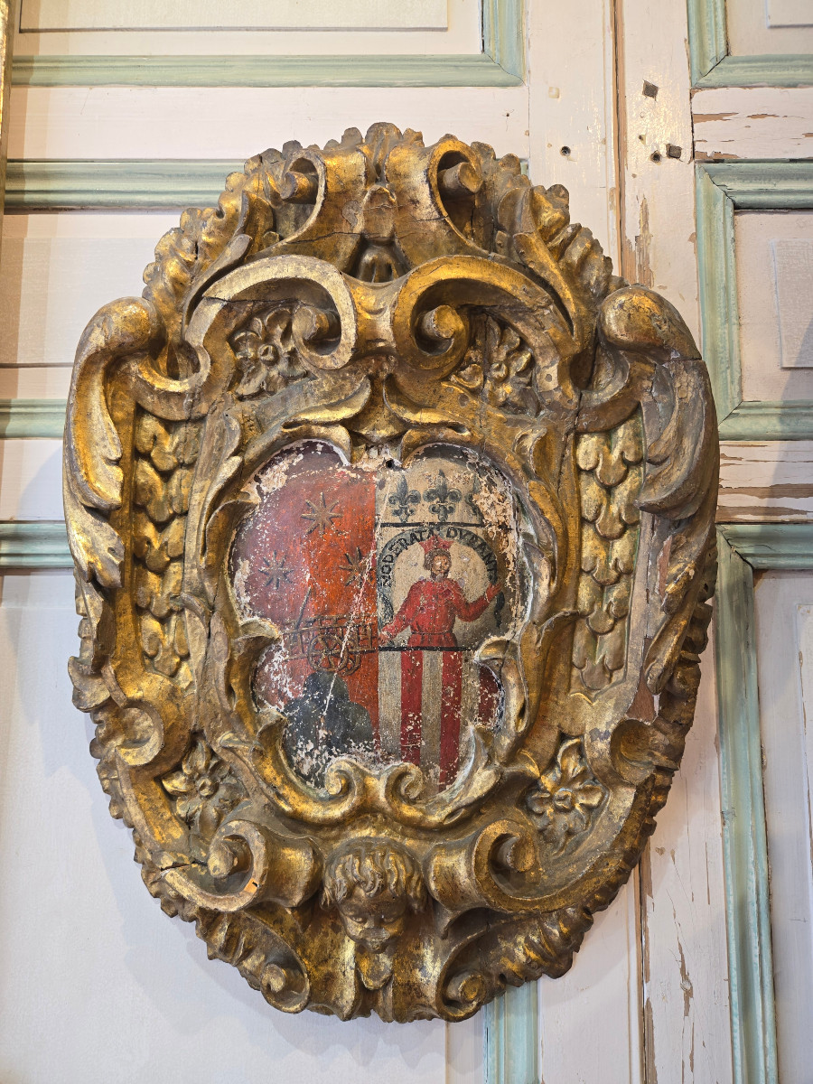 Painted And Gilded Coat Of Arms From The End Of The 17th Century-photo-1