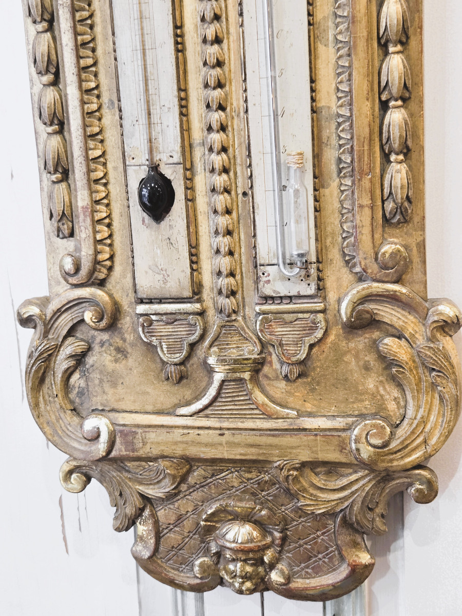 grand baromètre-thermomètre en bois doré début XIXème-photo-2