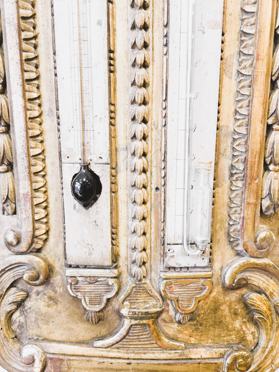 grand baromètre-thermomètre en bois doré début XIXème-photo-3
