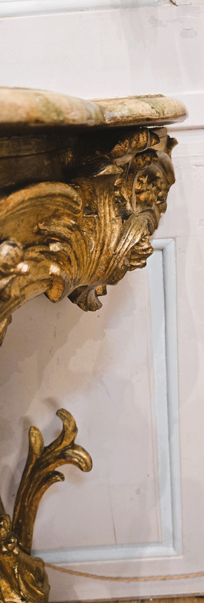 Small 18th-century Gilded Wooden Wall Console-photo-4