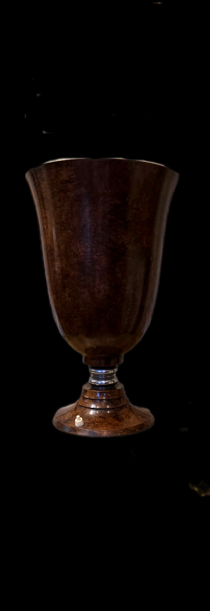 Paire de lampes Art-Déco en tôle peinte à l'imitation de la loupe de bois-photo-3