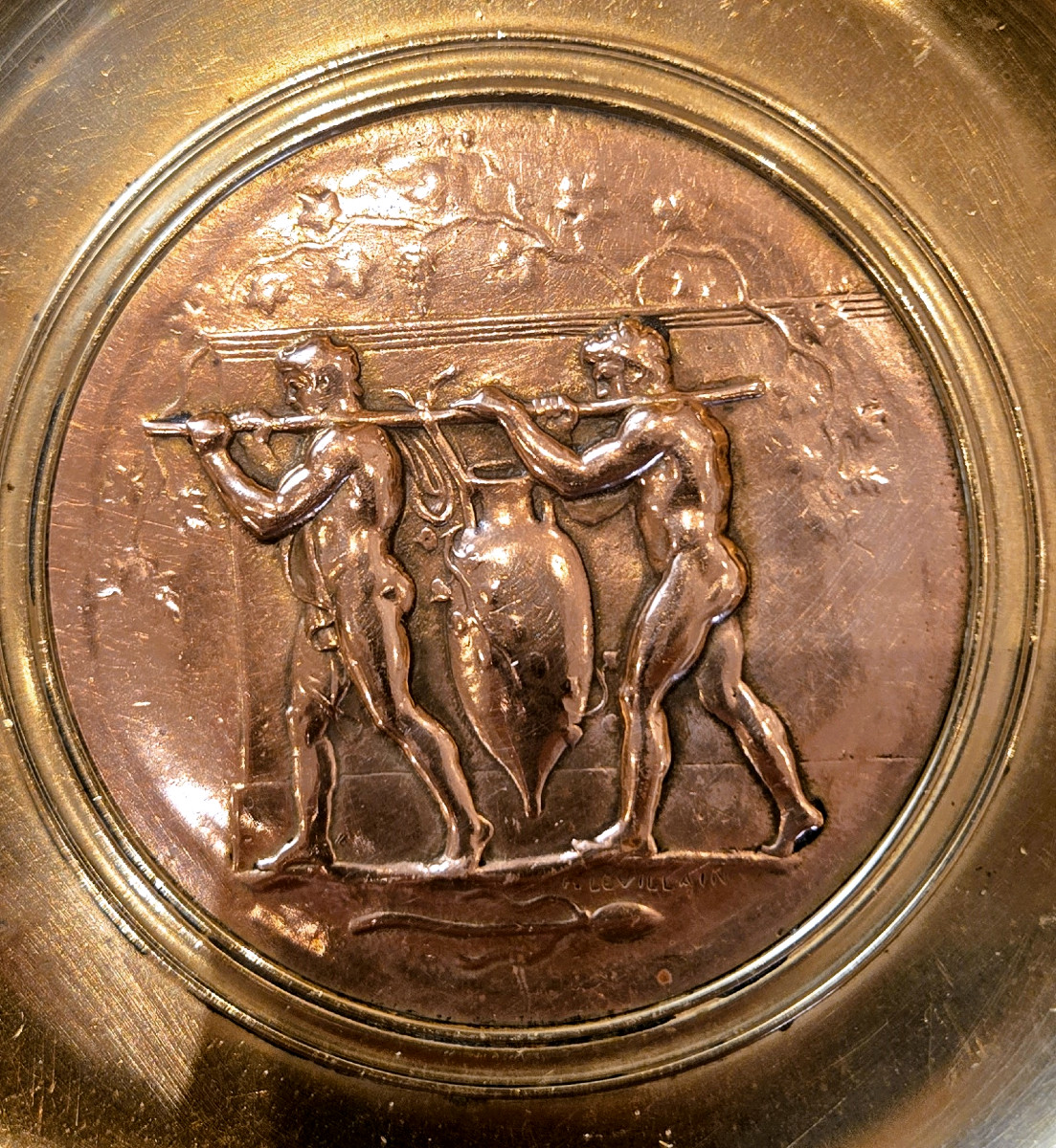 Small Decorative Bronze And Copper Bowl By Levillain Barbedienne, 19th Century-photo-2