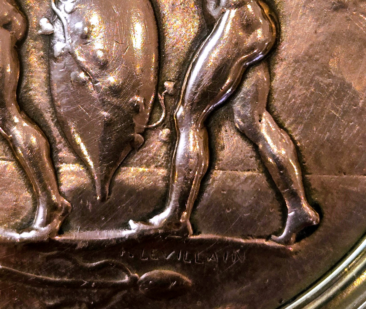 Small Decorative Bronze And Copper Bowl By Levillain Barbedienne, 19th Century-photo-3