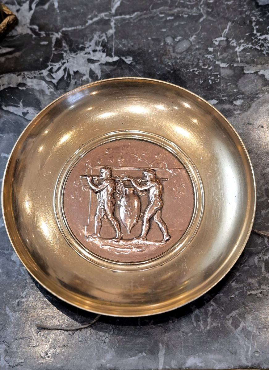 Small Decorative Bronze And Copper Bowl By Levillain Barbedienne, 19th Century-photo-1