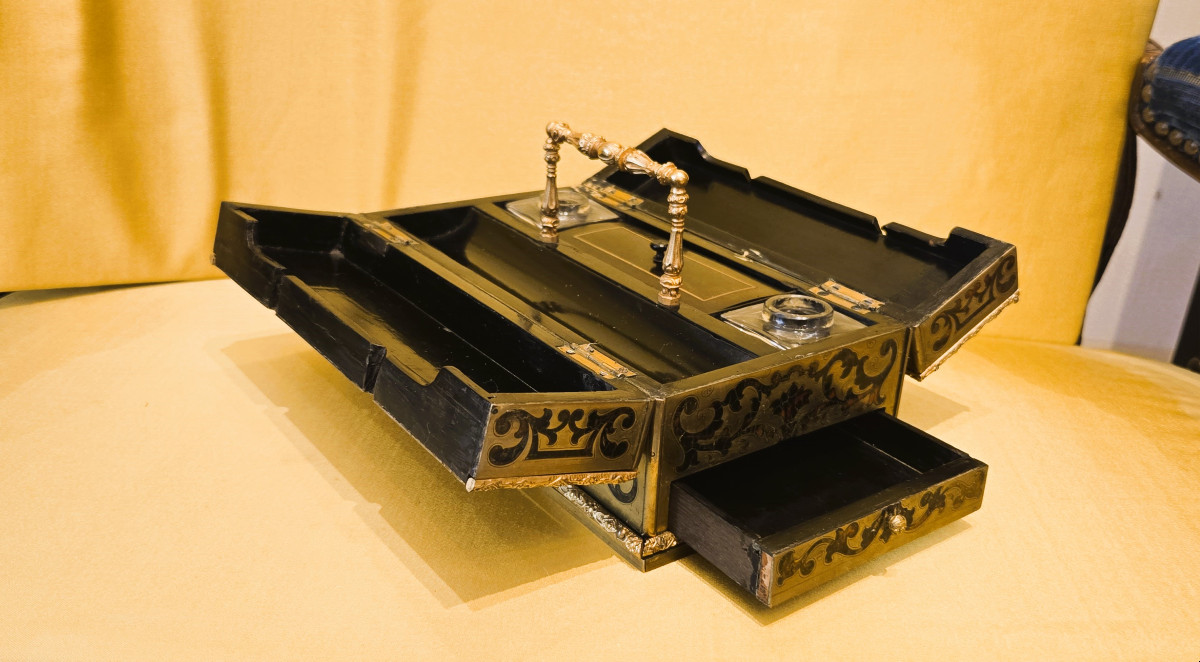 Boulle Marquetry Writing Box, Napoleon III-photo-1
