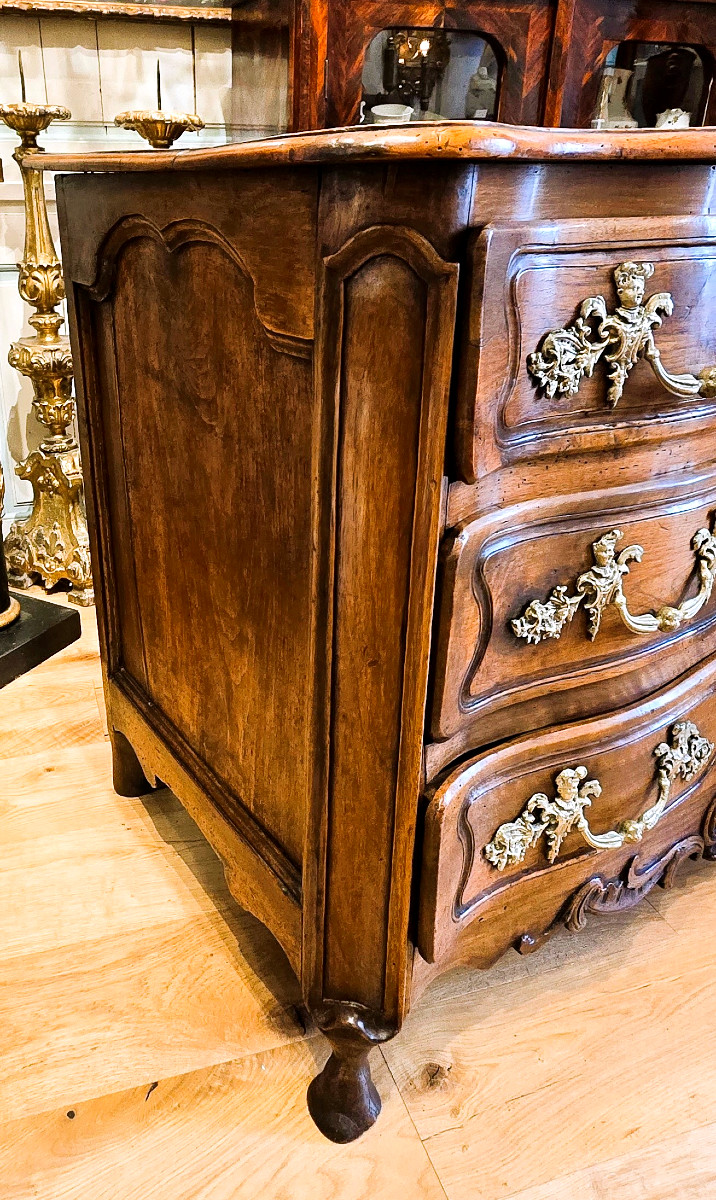 Louis XV Style Walnut Chest Of Drawers, Burgundy, 18th Century-photo-2