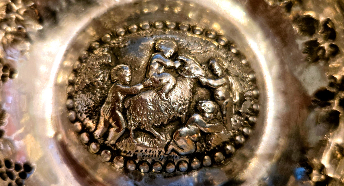 Exceptional Solid Silver Wine Taster, Bacchus And Bacchanalia, Leduc & Co., Circa 1880-photo-3