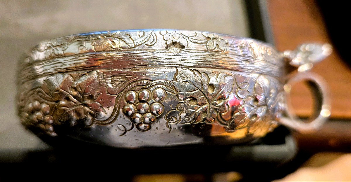 Exceptional Solid Silver Wine Taster, Bacchus And Bacchanalia, Leduc & Co., Circa 1880-photo-2