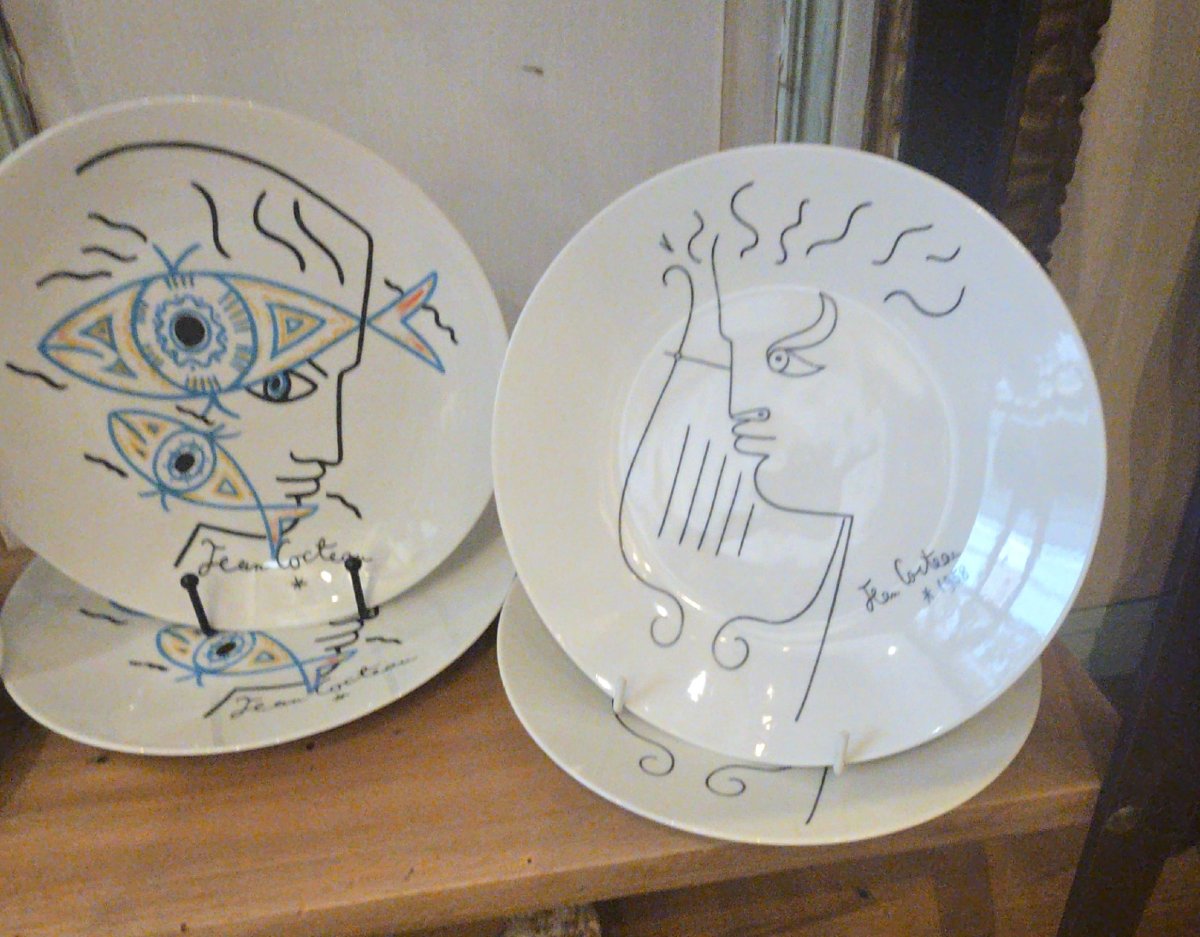 suite de 6 assiettes en porcelaine Cocteau-photo-3