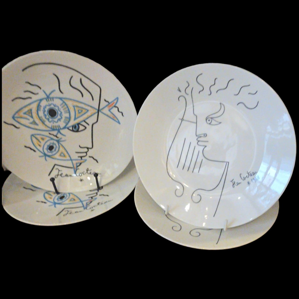 suite de 6 assiettes en porcelaine Cocteau-photo-4
