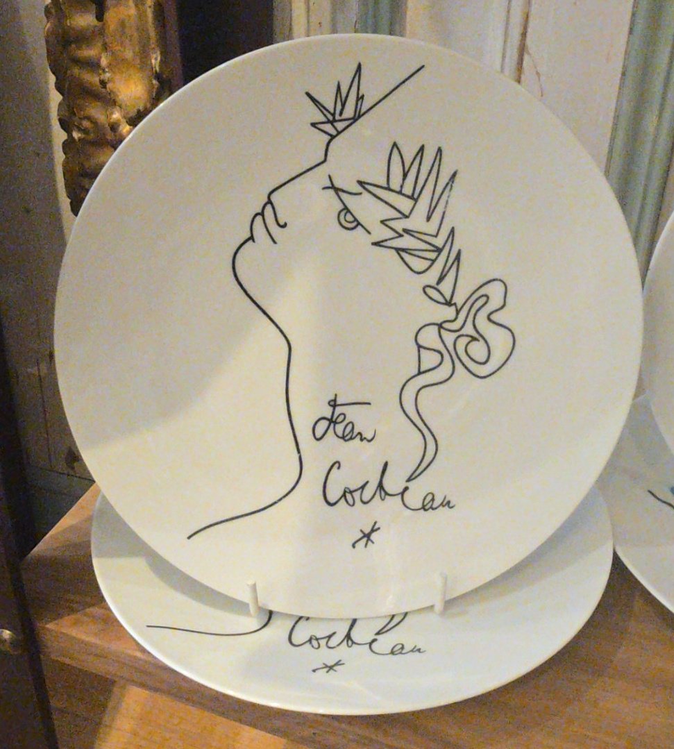 suite de 6 assiettes en porcelaine Cocteau-photo-1