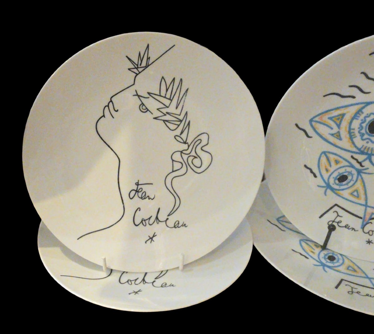suite de 6 assiettes en porcelaine Cocteau-photo-2