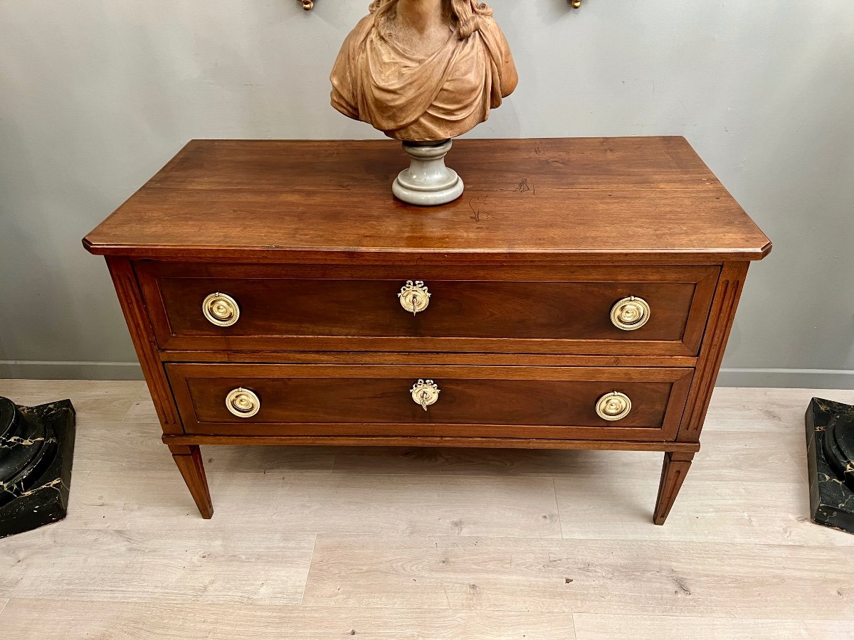 Louis XVI Walnut Commode Around 1780-photo-4