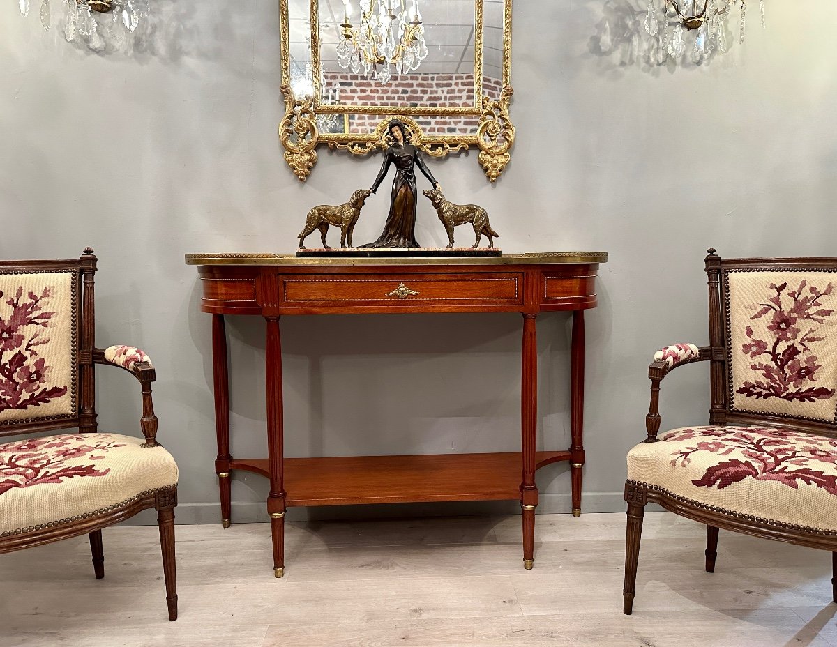 Louis XVI Style Console Table In Mahogany Maison Jansen Paris-photo-1
