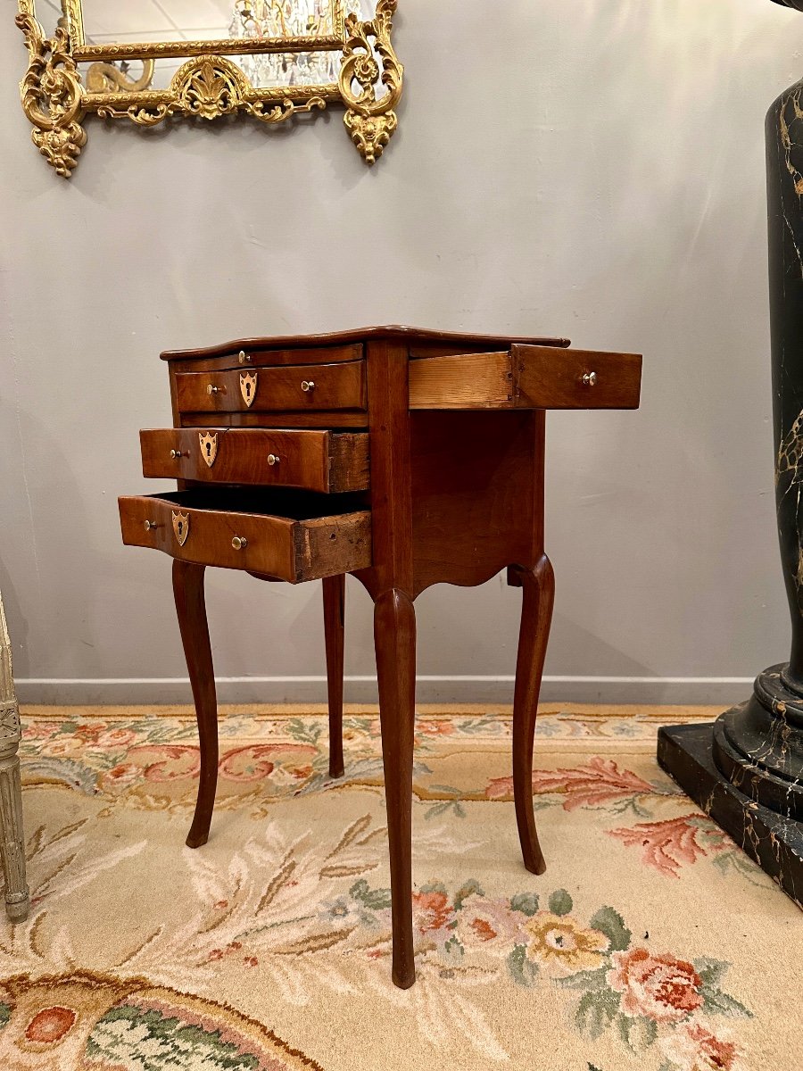 Chiffonniere Writing Table In Solid Mahogany Port Work Louis XV Period-photo-4